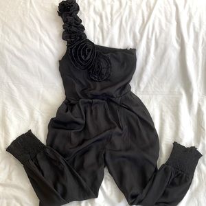 New‼️ black jumpsuit with rose detail
